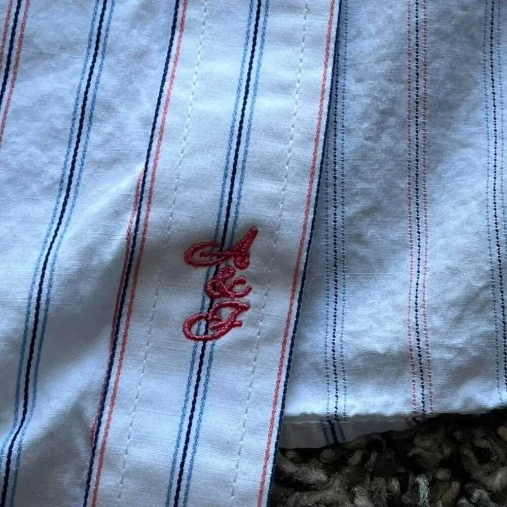 Vintage Abercrombie & Fitch Button Up Shirt Womens Large White Striped L/S Top - Picture 3 of 7